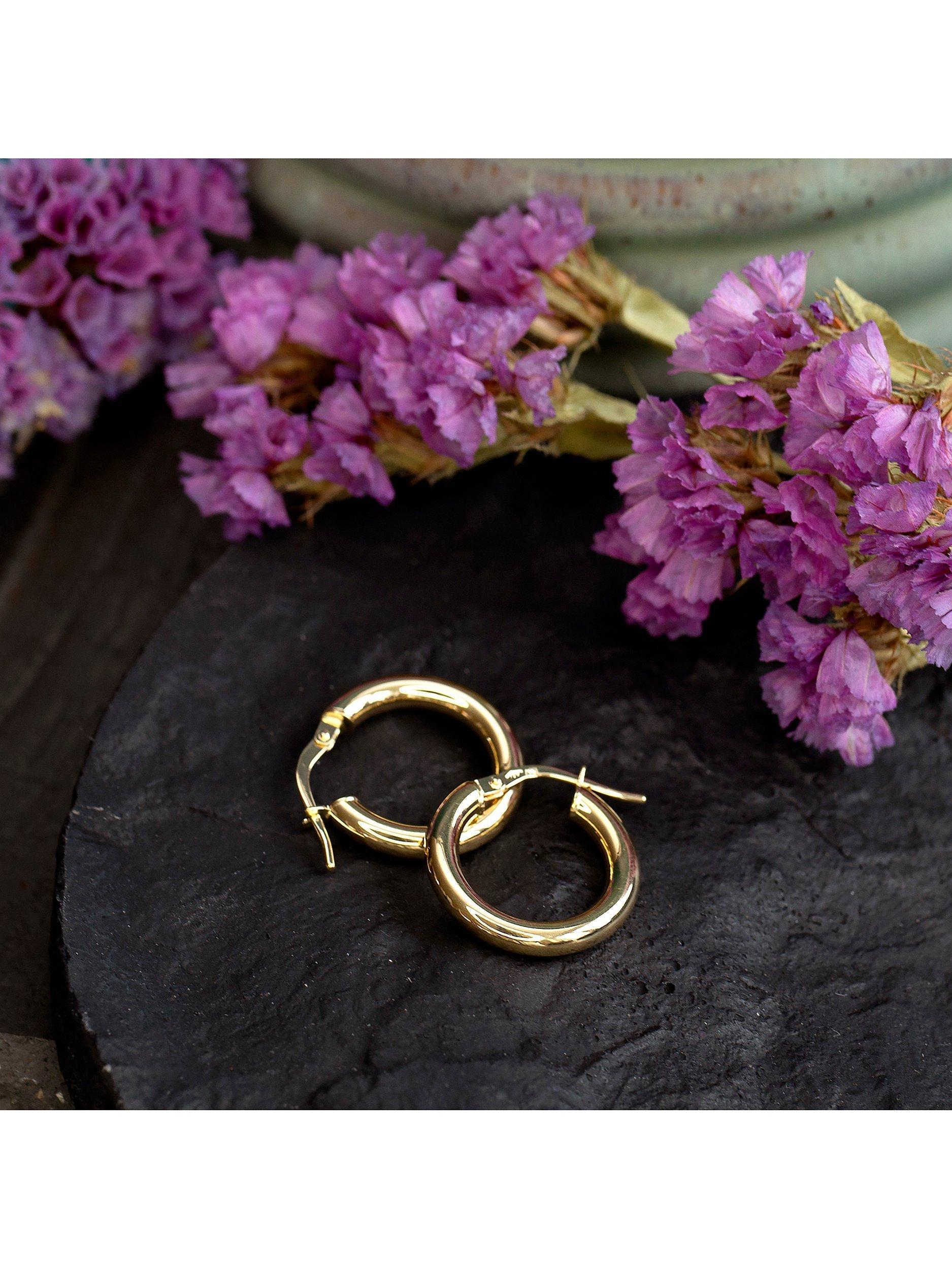 Product image 4 of 5, which shows IBB 18ct Yellow Gold Polished Creole Earrings, Gold