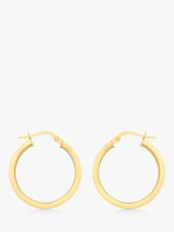 IBB 18ct Yellow Gold Square Tube Round Creole Earrings, Gold, Gold