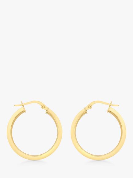 IBB 18ct Yellow Gold Square Tube Round Creole Earrings, Gold, Gold