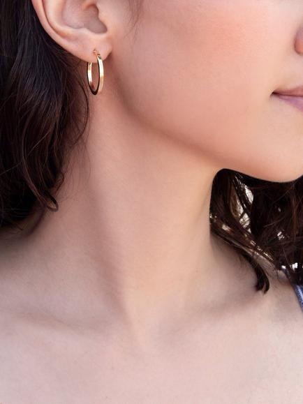 IBB 18ct Yellow Gold Square Tube Round Creole Earrings, Gold - view 2, Gold