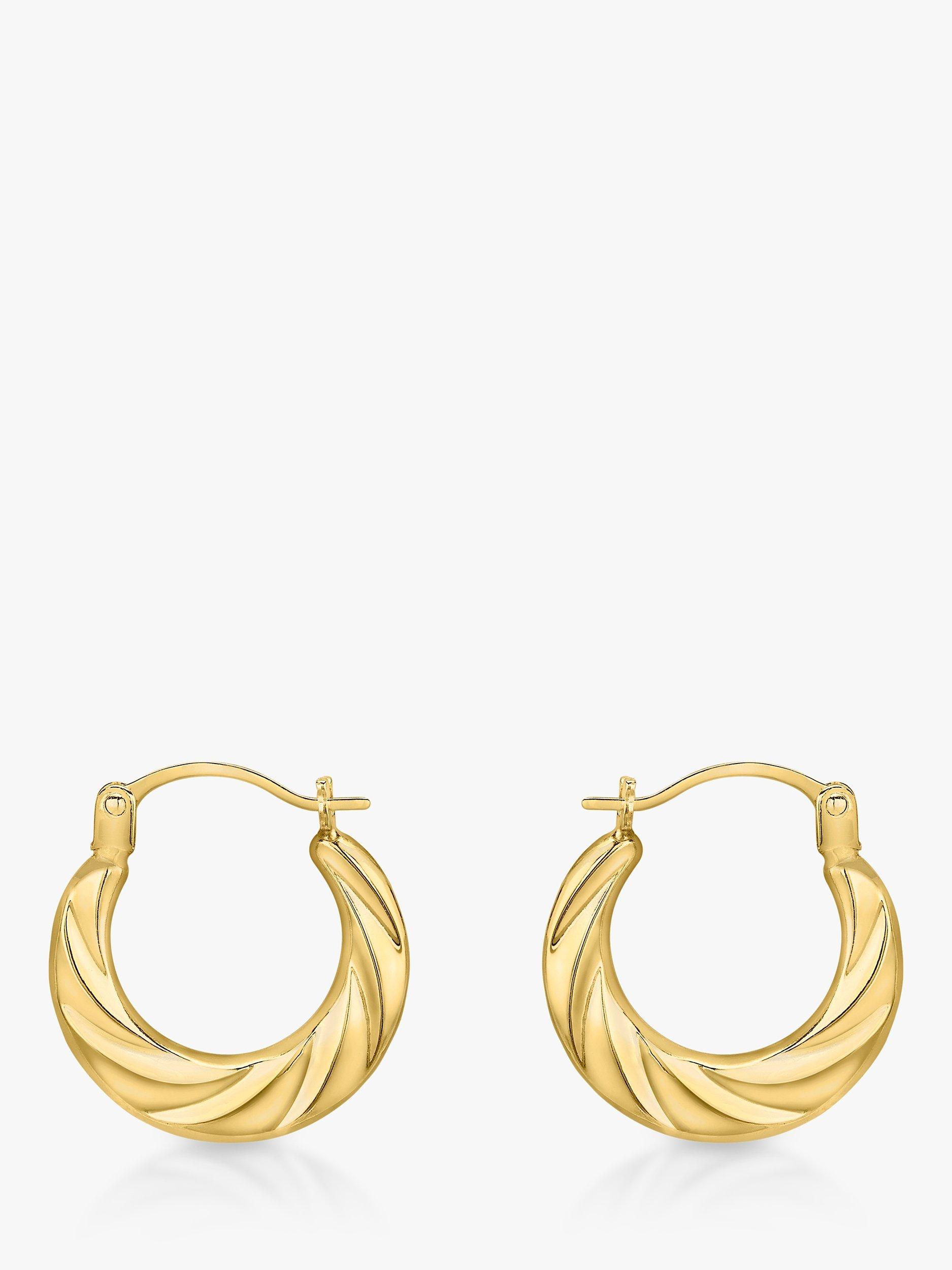 IBB 18ct Yellow Gold Twist Creole Earrings, Gold