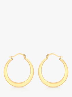 IBB 18ct Yellow Gold Flat Round Creole Earrings, Gold, Gold