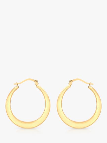 IBB 18ct Yellow Gold Flat Round Creole Earrings, Gold, Gold
