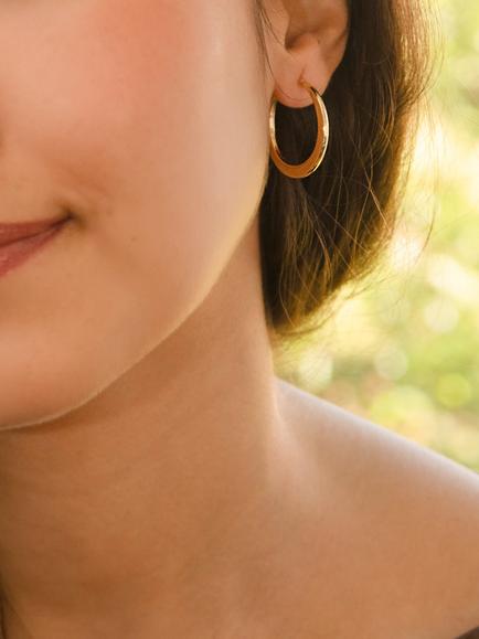 IBB 18ct Yellow Gold Flat Round Creole Earrings, Gold - view 2, Gold