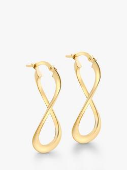 IBB 18ct Yellow Gold Figure 8 Creole Earrings, Gold, Gold