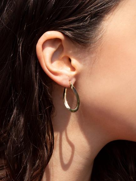 IBB 18ct Yellow Gold Figure 8 Creole Earrings, Gold - view 2, Gold