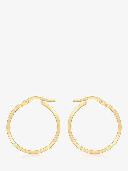 IBB 18ct Yellow Gold Rectangular Tube Hoop Creole Earrings, Gold, Gold