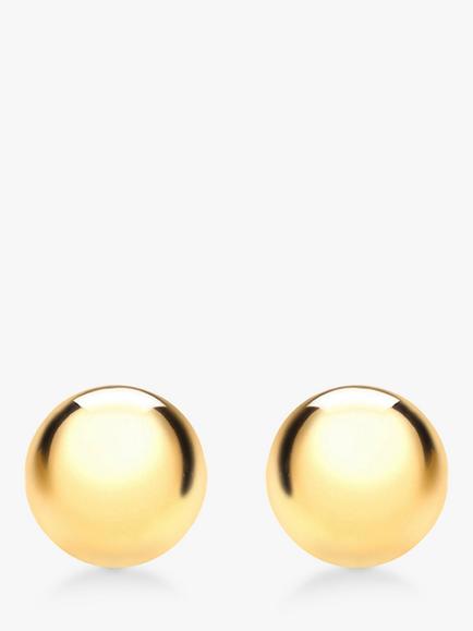 IBB 18ct Yellow Gold 4mm Polished Ball Stud Earrings, Gold, Gold