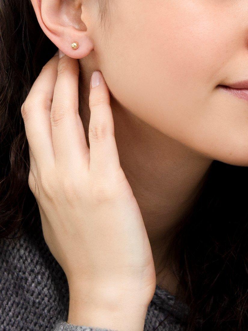 Product image 2 of 5, which shows IBB 18ct Yellow Gold 4mm Polished Ball Stud Earrings, Gold