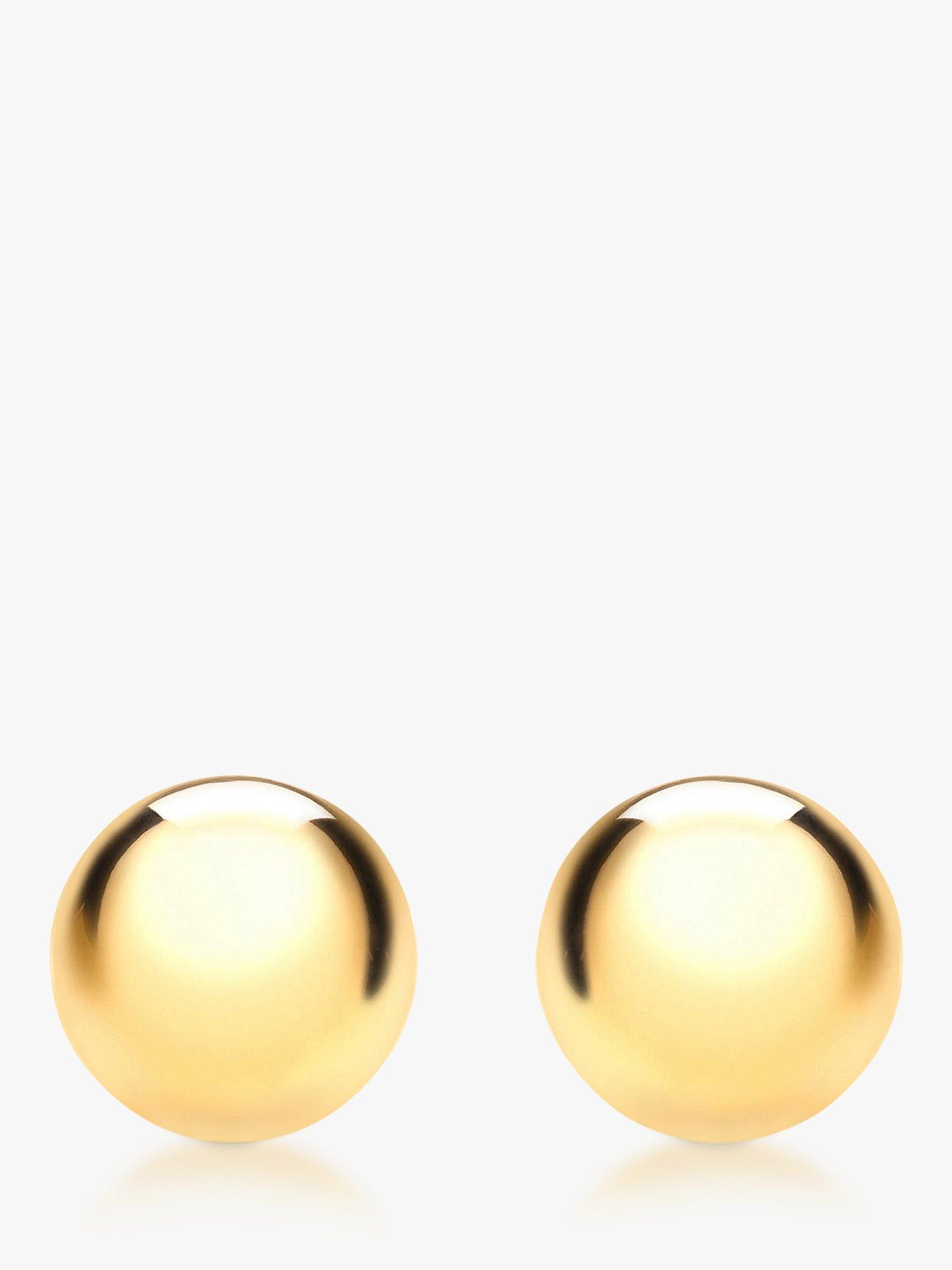 Product image 1 of 5, which shows IBB 18ct Yellow Gold 8mm Polished Ball Stud Earrings, Gold