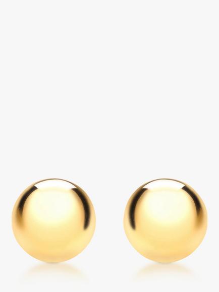 IBB 18ct Yellow Gold 8mm Polished Ball Stud Earrings, Gold, Gold