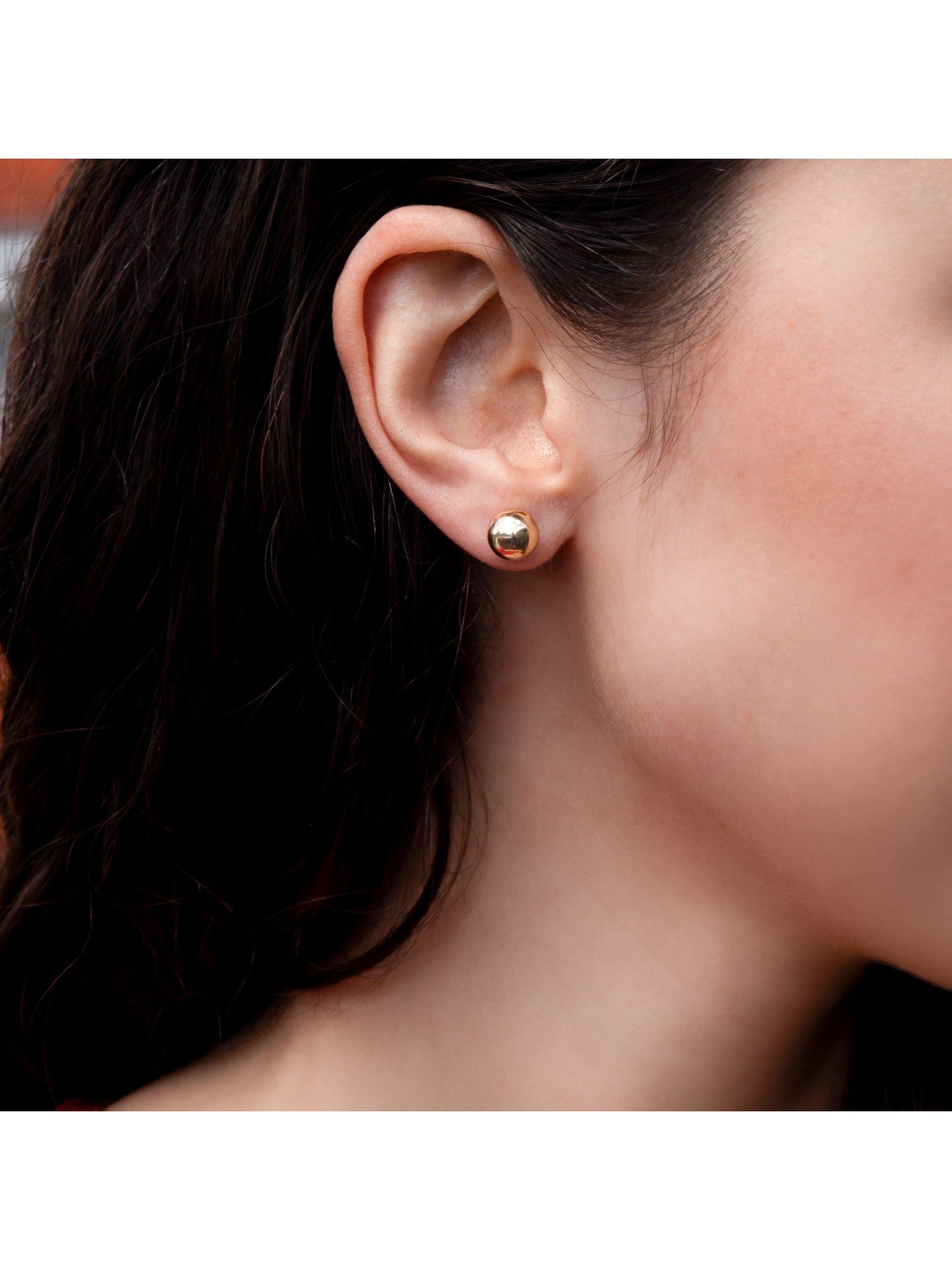 Product image 2 of 5, which shows IBB 18ct Yellow Gold 8mm Polished Ball Stud Earrings, Gold