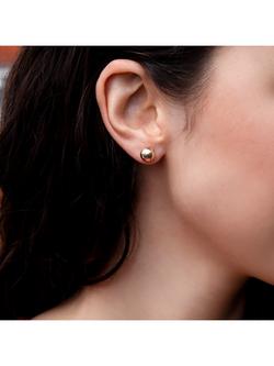 IBB 18ct Yellow Gold 8mm Polished Ball Stud Earrings, Gold - view 2, Gold