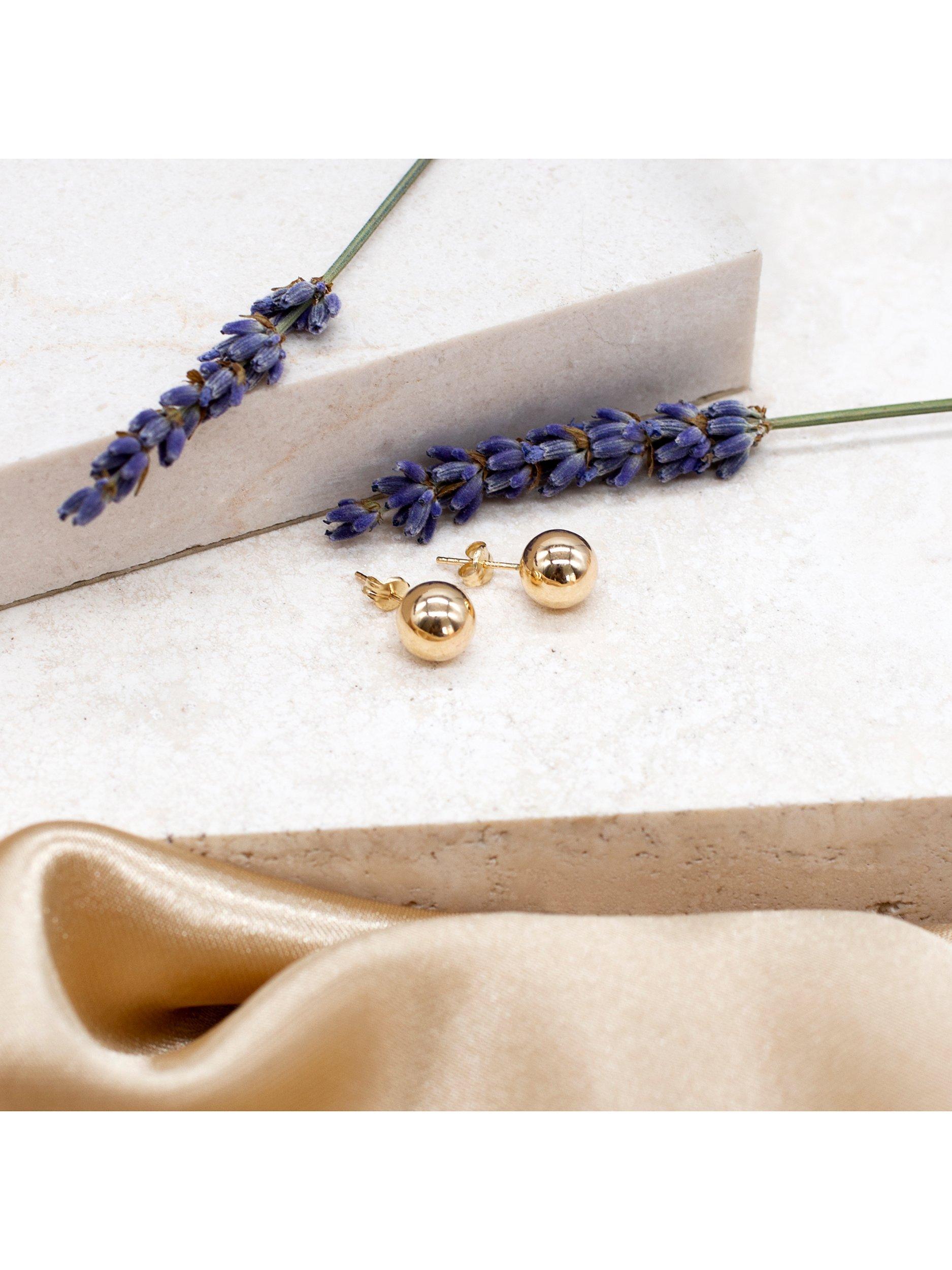 Product image 3 of 5, which shows IBB 18ct Yellow Gold 8mm Polished Ball Stud Earrings, Gold