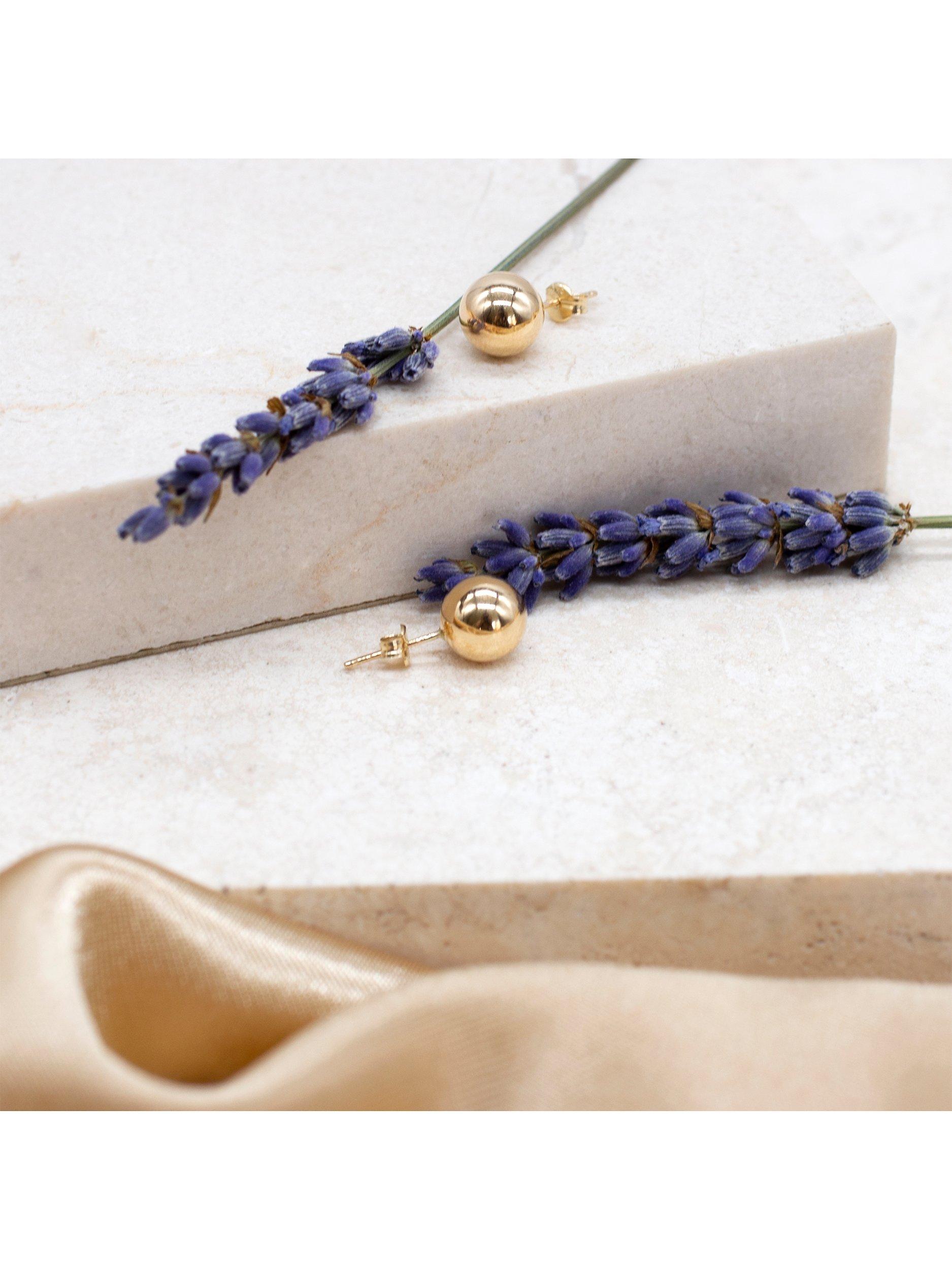 Product image 4 of 5, which shows IBB 18ct Yellow Gold 8mm Polished Ball Stud Earrings, Gold