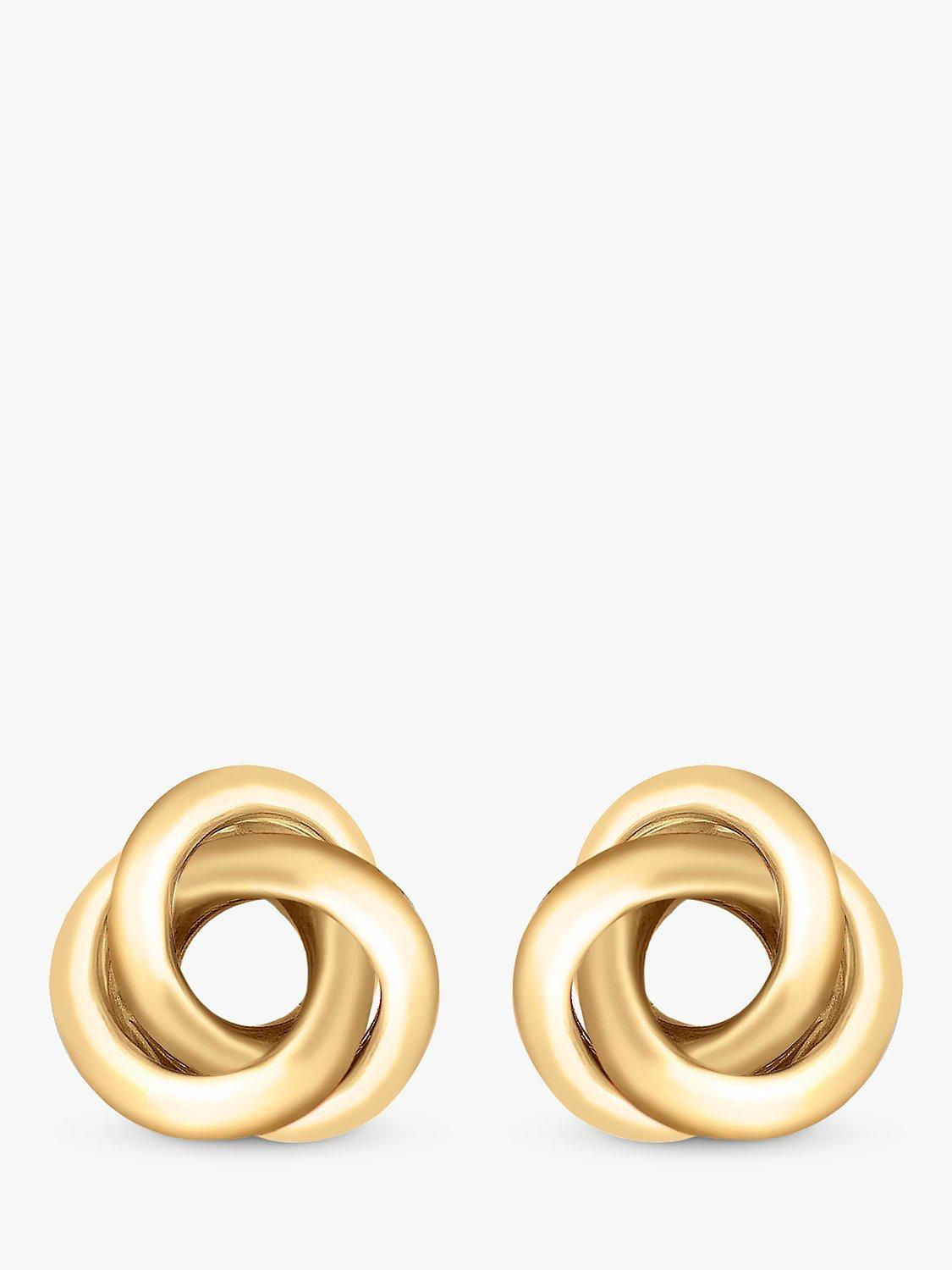 IBB 18ct Yellow Gold Trinity Knot Stud Earrings, Gold
