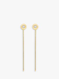 IBB 18ct Yellow Gold Cubic Zirconia Box Chain Drop Earrings, Gold, Gold