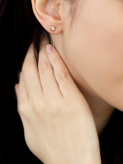 IBB 18ct Yellow Gold Cubic Zirconia Box Chain Drop Earrings, Gold - view 2, Gold