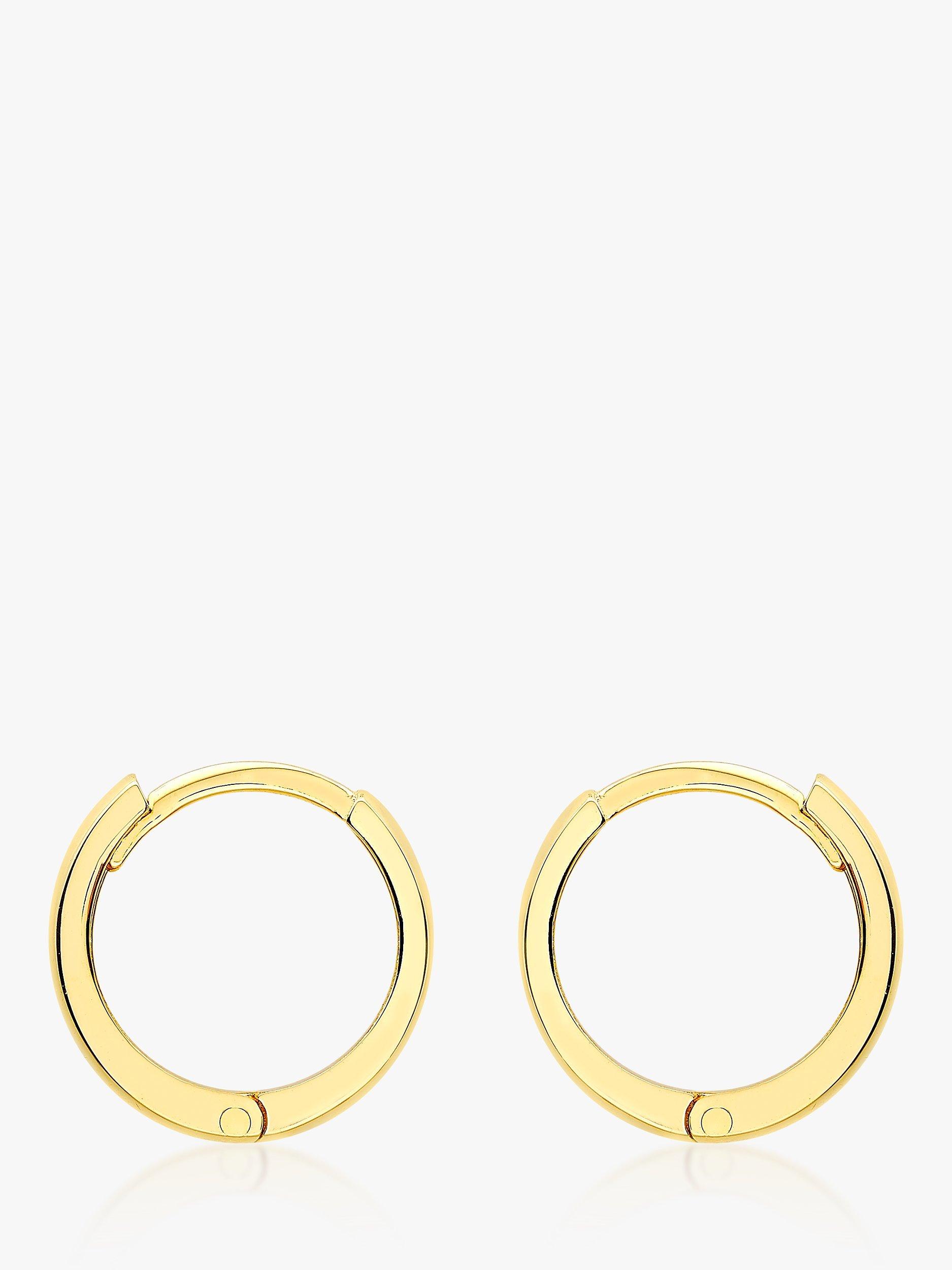 Product image 1 of 4, which shows IBB 18ct Yellow Gold Creole Huggie Hoop Earrings, Gold