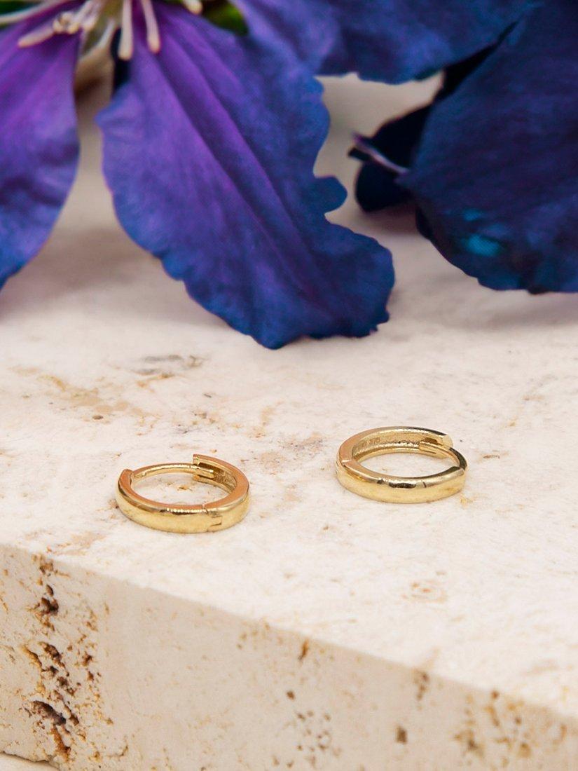 Product image 3 of 4, which shows IBB 18ct Yellow Gold Creole Huggie Hoop Earrings, Gold