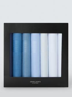 John Lewis Cotton Handkerchiefs, Pack of 7, Blue Multi, Blue Multi