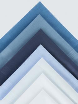 John Lewis Cotton Handkerchiefs, Pack of 7, Blue Multi - view 2, Blue Multi