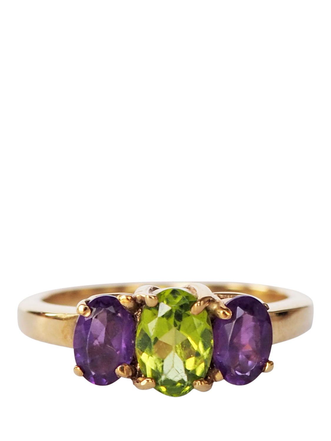 L & T Heirlooms Pre-Loved 9ct Yellow Gold Amethyst and Peridot Cocktail Ring