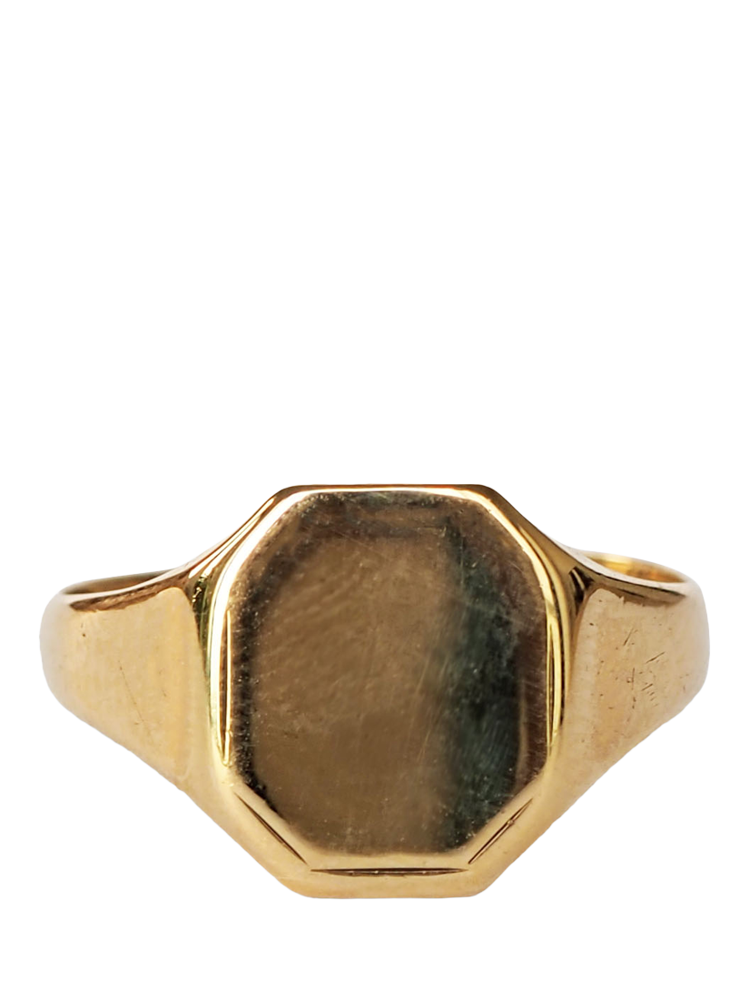 Product image 1 of 1, which shows L & T Heirlooms Pre-Loved 9ct Yellow Gold Signet Ring, Dated Circa 1953