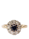 L & T Heirlooms Pre-Loved 18ct Yellow Gold Diamond and Sapphire Cluster Ring