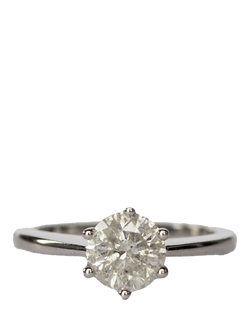 L & T Heirlooms Pre-Loved 9ct White Gold Solitaire Diamond Ring, Silver