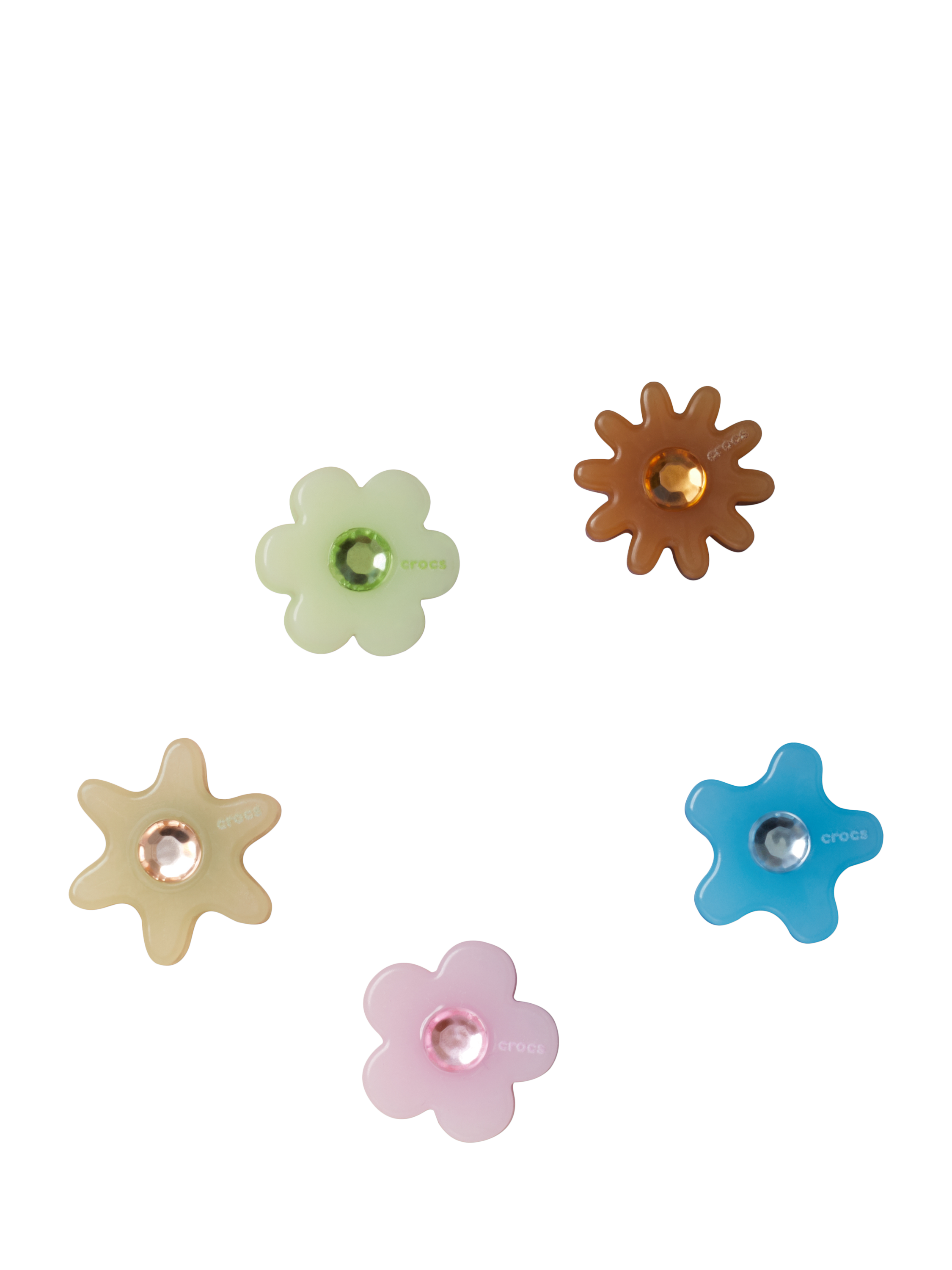 Product image 1 of 4, which shows Crocs Kids' Flower Jibbitz, Set of 5, Multi