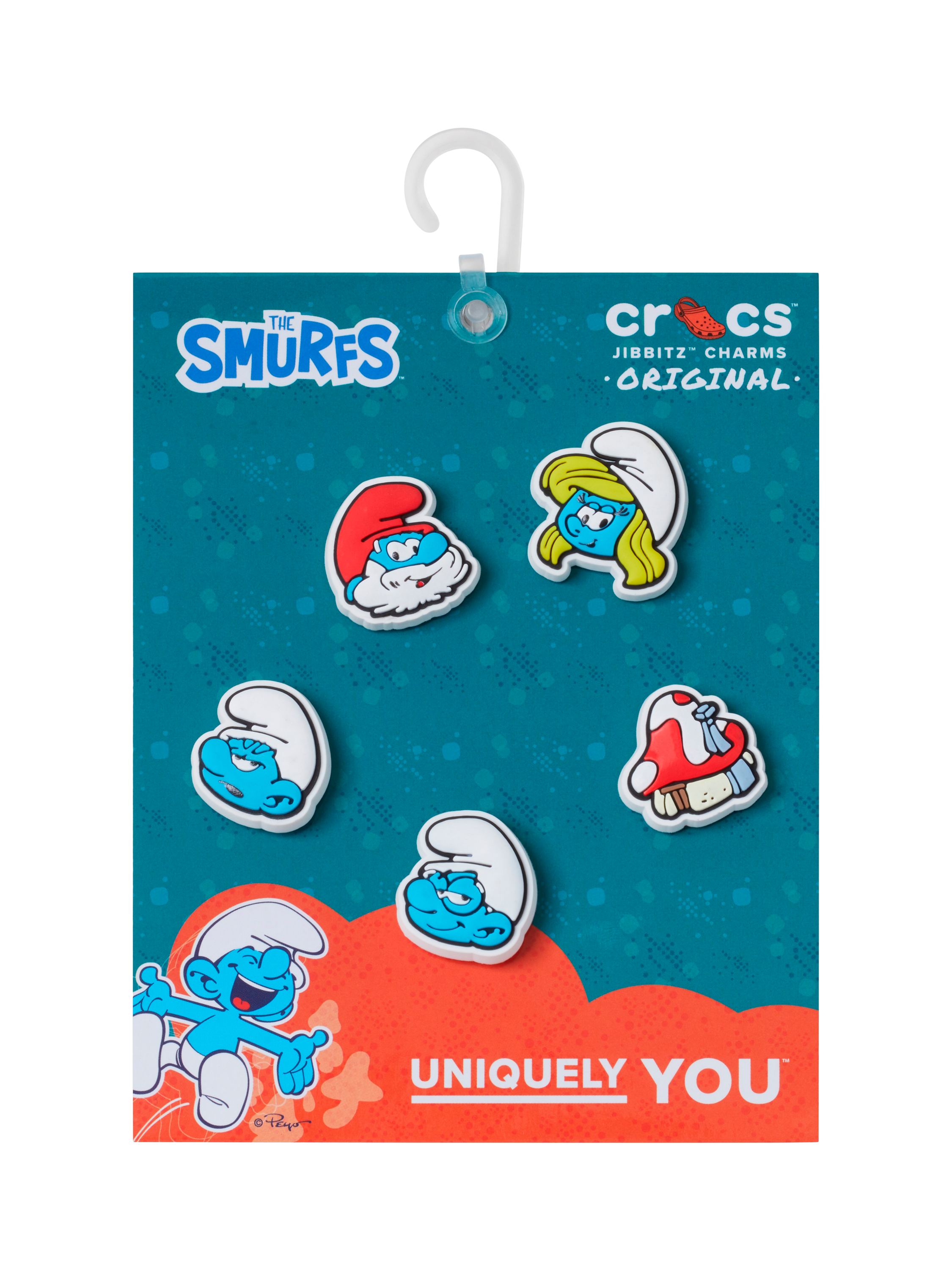 Product image 1 of 1, which shows Crocs Kids' Smurfs Jibbitz, Pack of 5, Multi