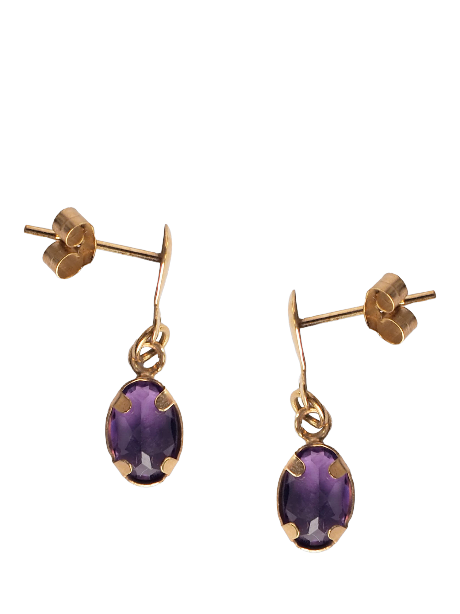 L & T Heirlooms Pre-Loved 9ct Yellow Gold Amethyst Drop Earrings