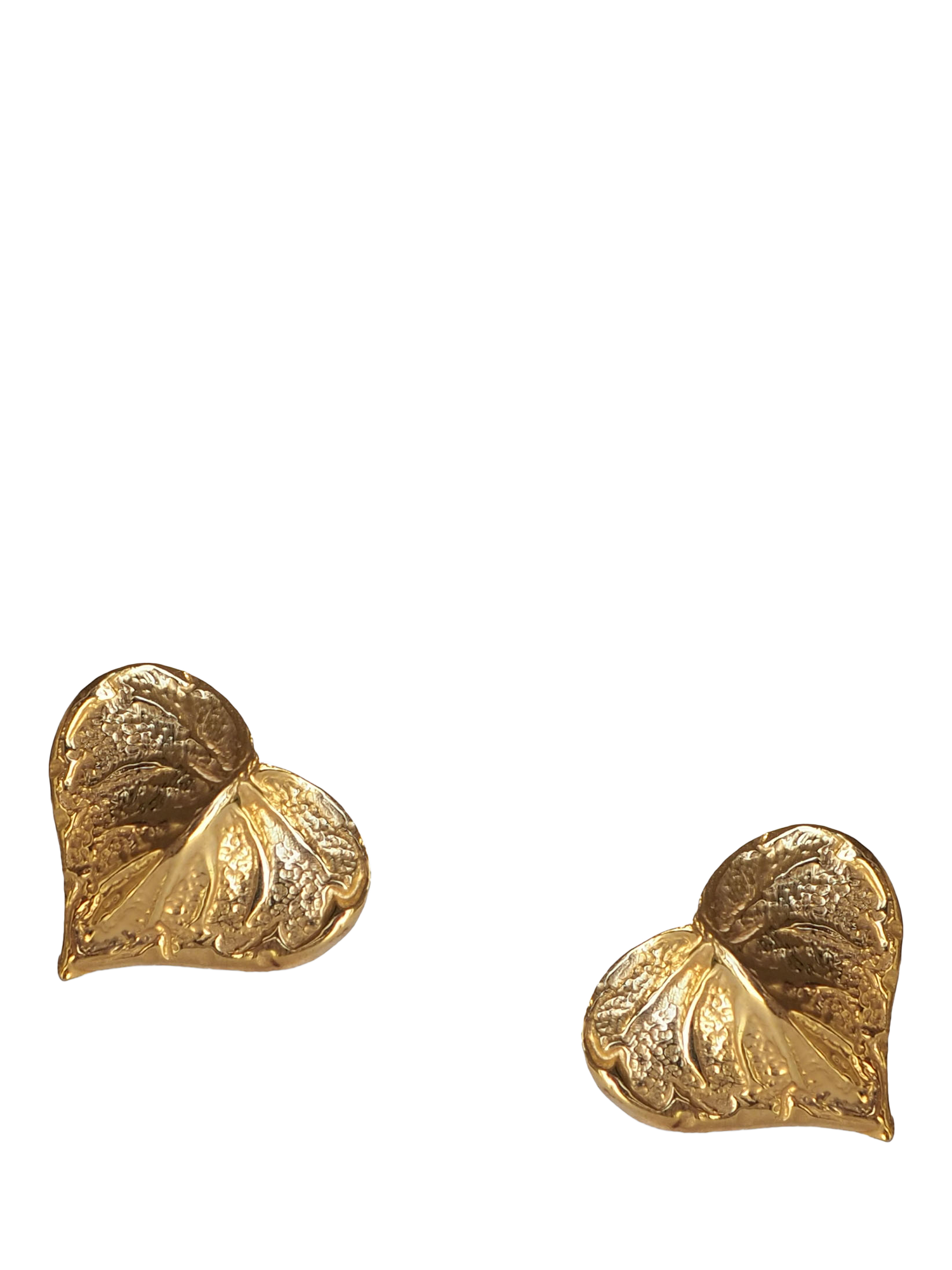 L & T Heirlooms Pre-Loved 9ct Yellow Gold Leaf Pattern Stud Earrings