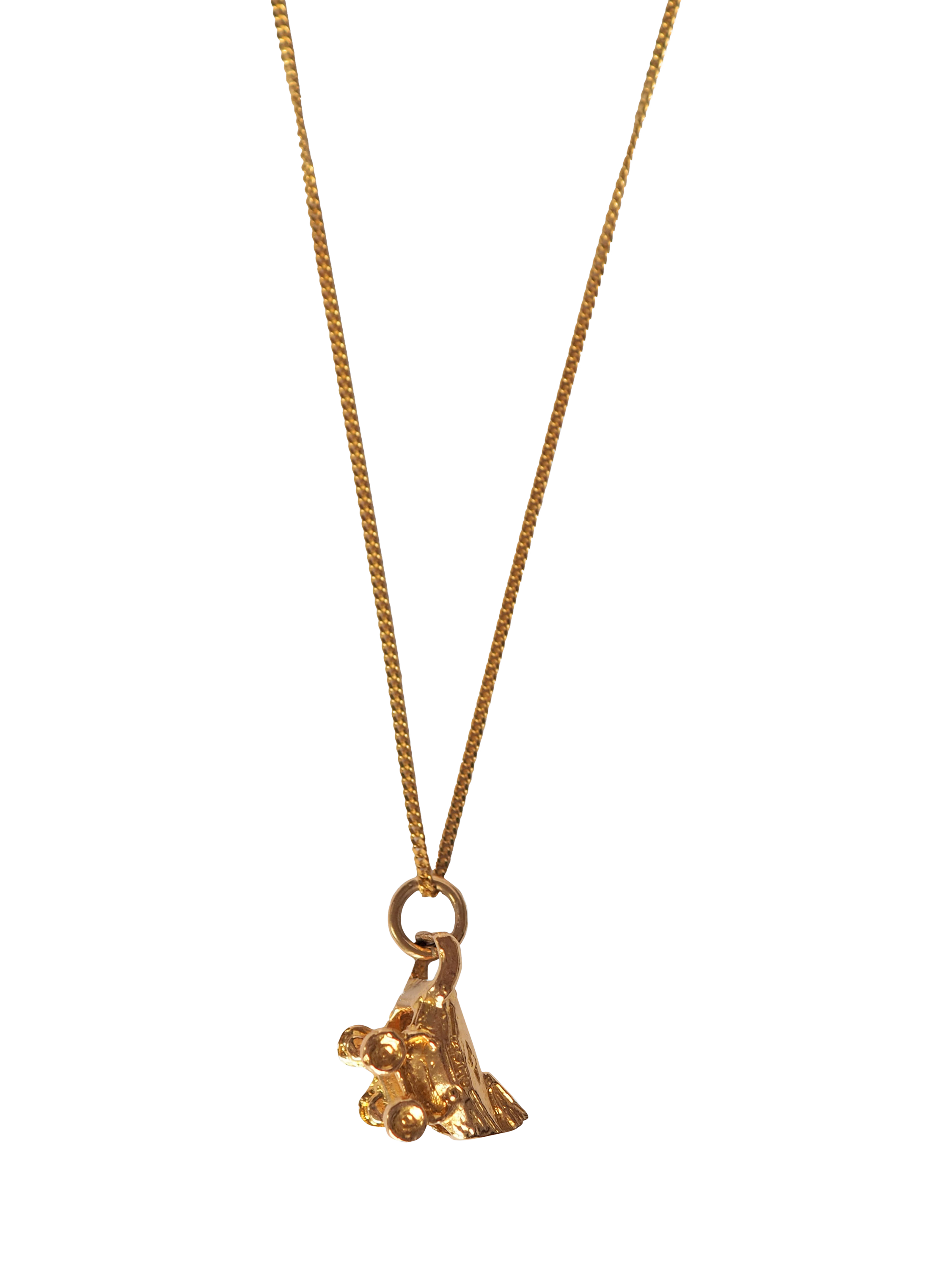 Product image 1 of 1, which shows L & T Heirlooms Pre-Loved 9ct Yellow Gold Baby's Pram Pendant Necklace, Dated Circa 1966