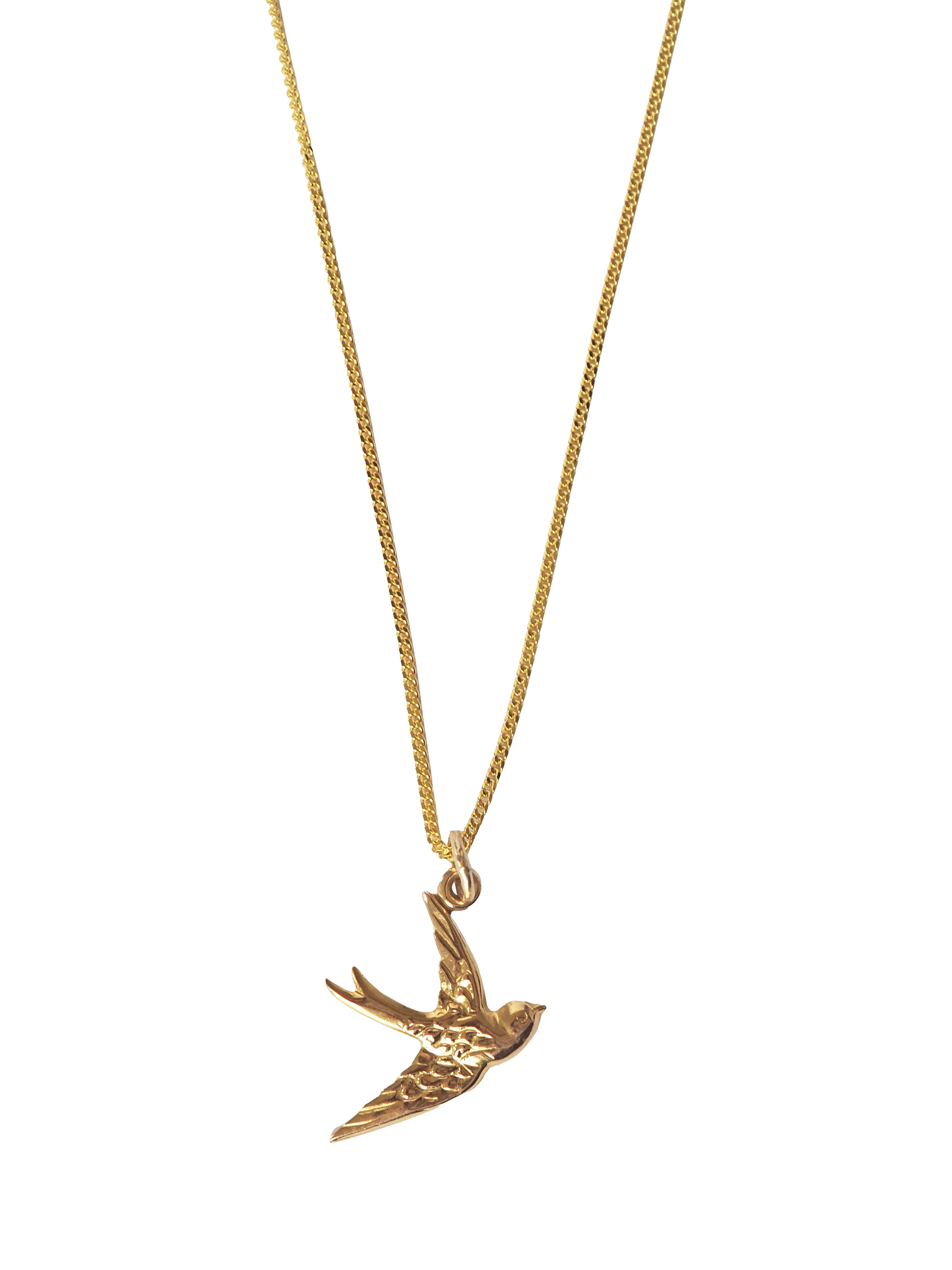 Product image 1 of 1, which shows L & T Heirlooms Pre-Loved 9ct Yellow Gold Swallow Bird Pendant Necklace, Dated Circa 1982