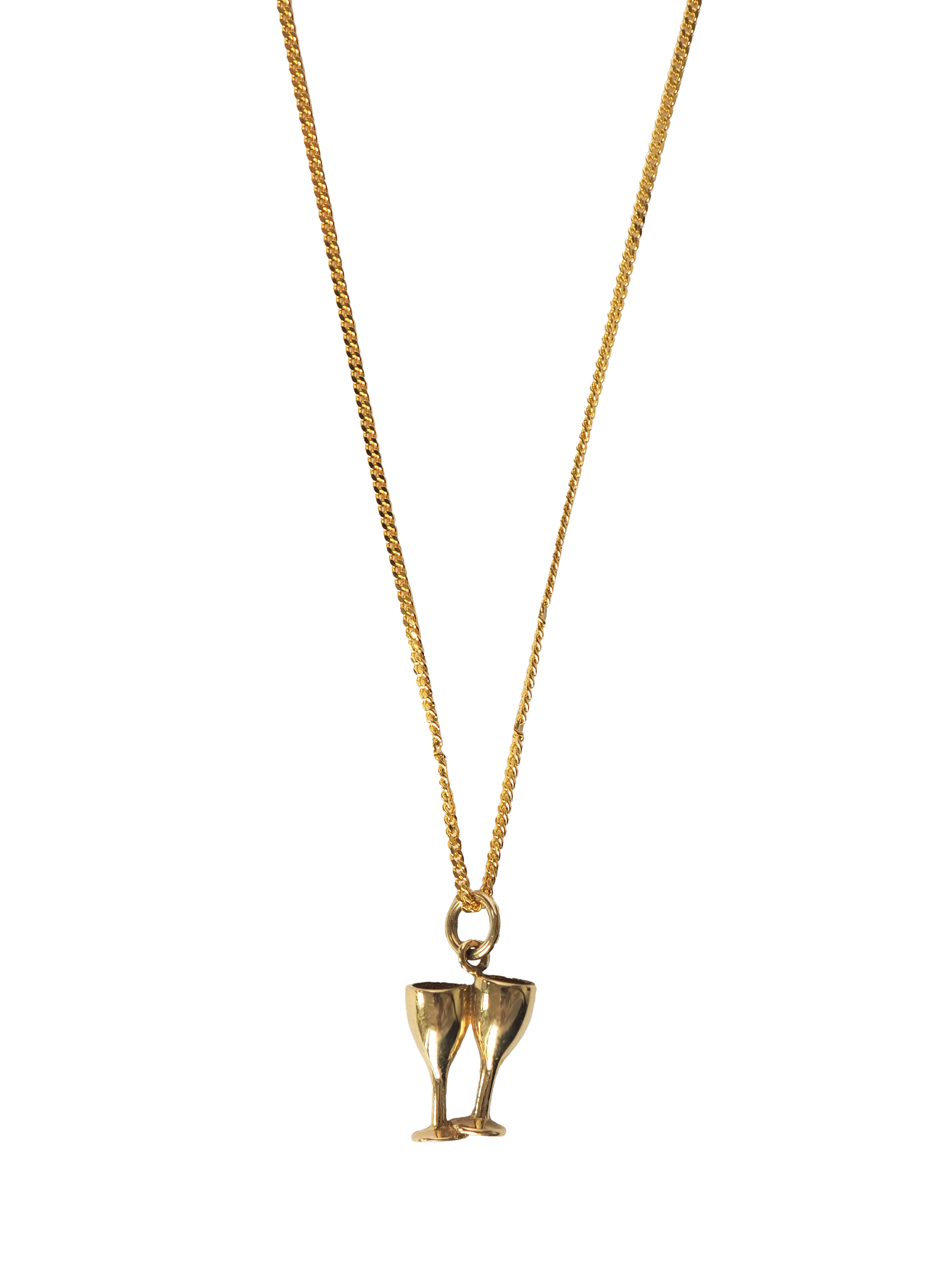 Product image 1 of 1, which shows L & T Heirlooms Pre-Loved 9ct Yellow Gold Pair of Wine Glasses Pendant Necklace