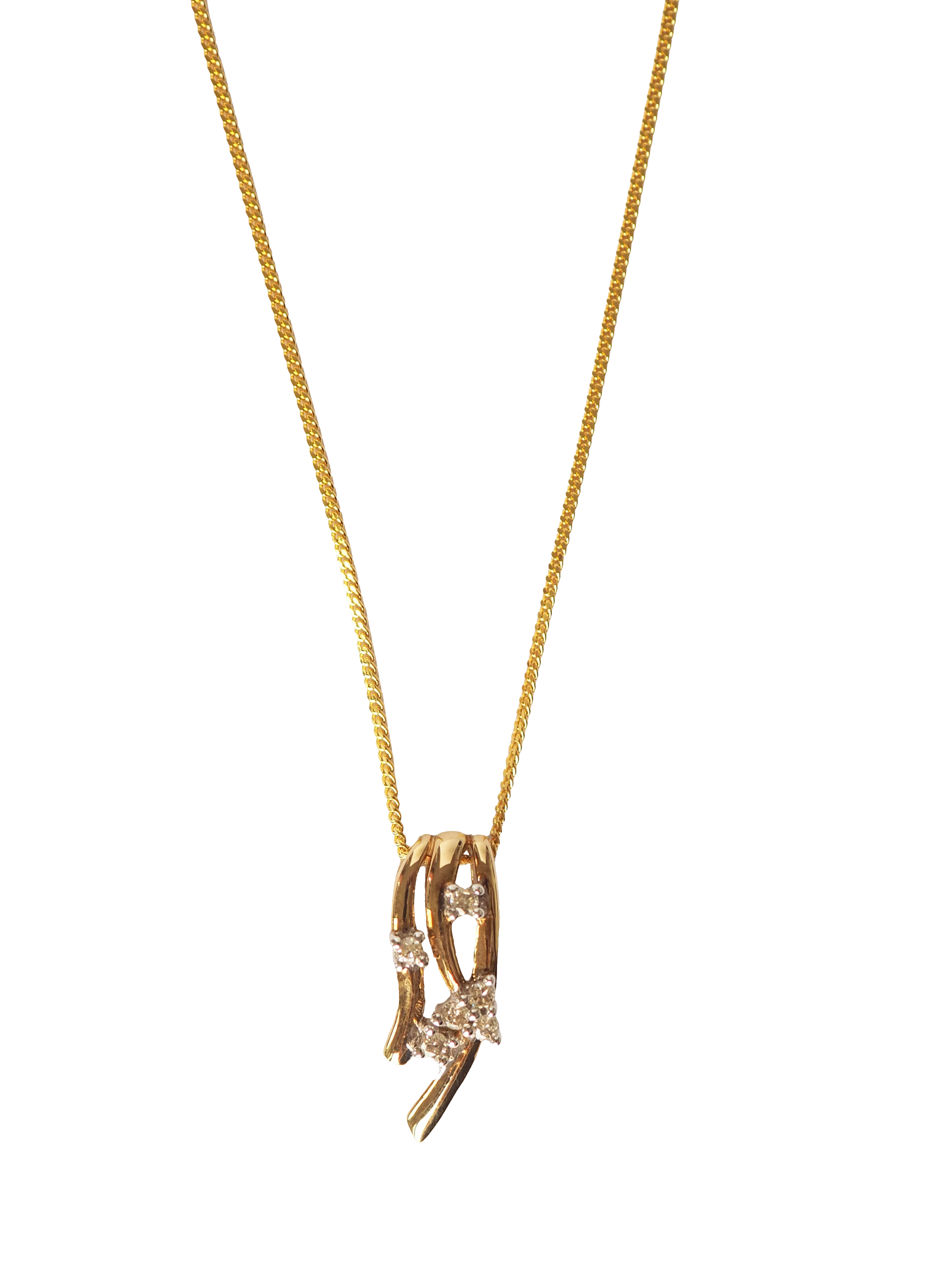 Product image 1 of 1, which shows L & T Heirlooms Pre-Loved 9ct Yellow Gold Abstract Diamond Pendant Necklace