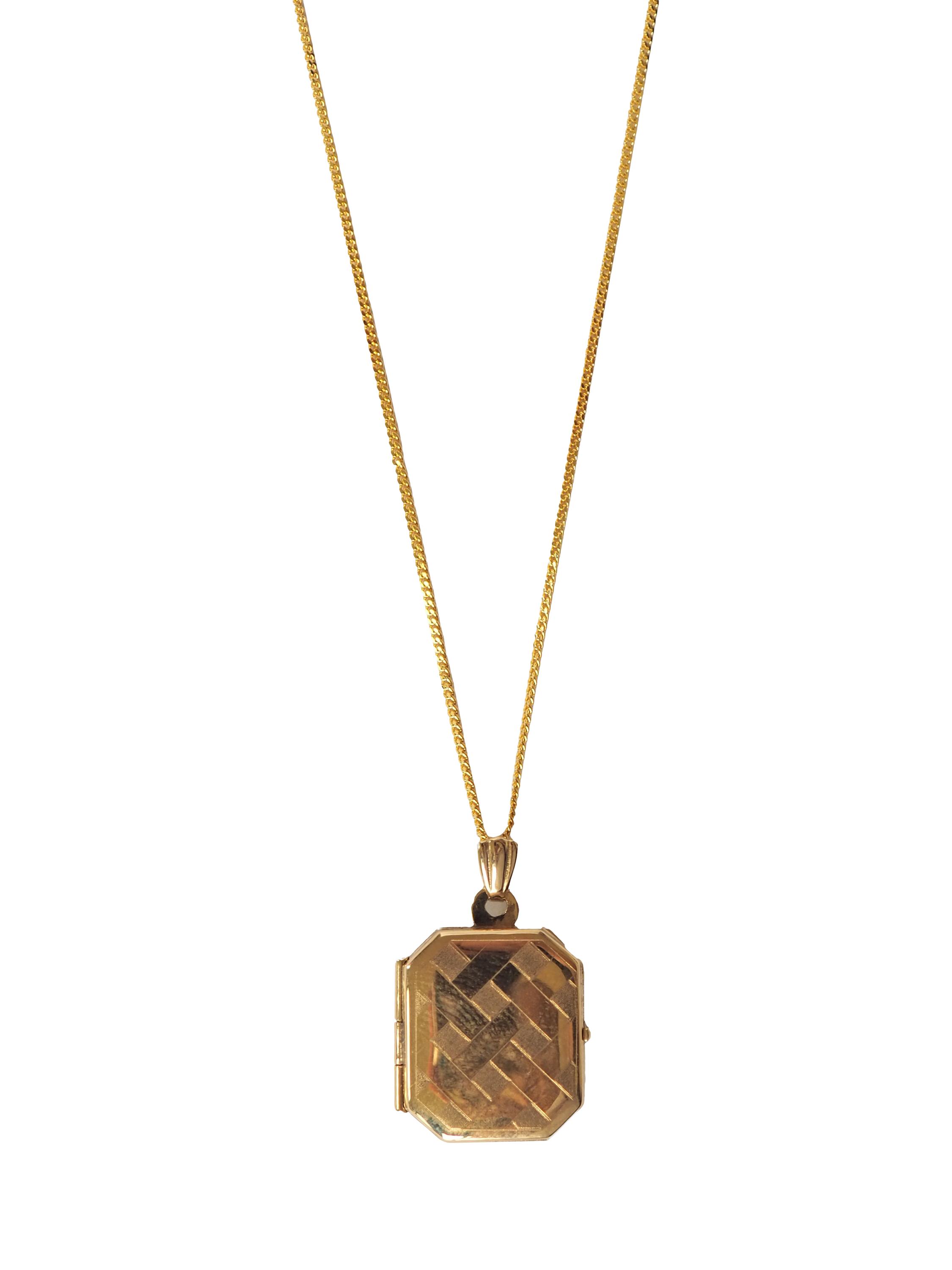Product image 1 of 1, which shows L & T Heirlooms Pre-Loved 9ct Yellow Gold Patterned Locket Pendant Necklace