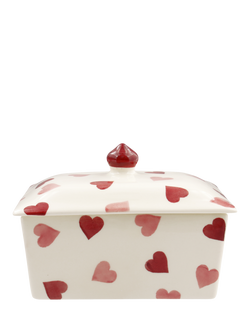 Emma Bridgewater Pink Hearts Earthenware Butter Dish, Mid Pink