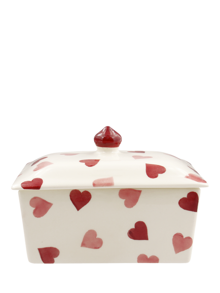 Emma Bridgewater Pink Hearts Earthenware Butter Dish, Mid Pink