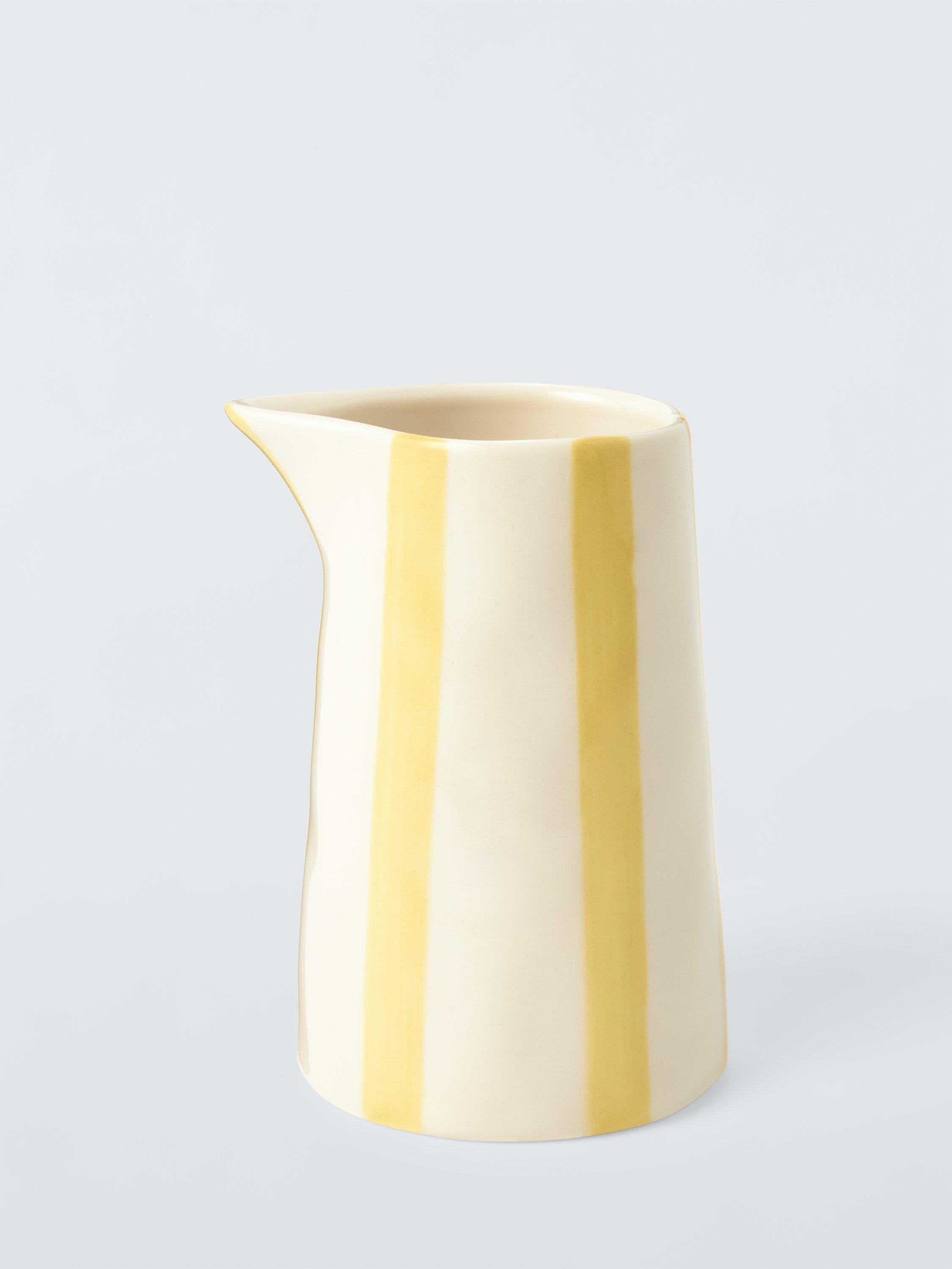 John Lewis Hand Painted Stripe Stoneware Milk Jug, 250ml, Light Yellow