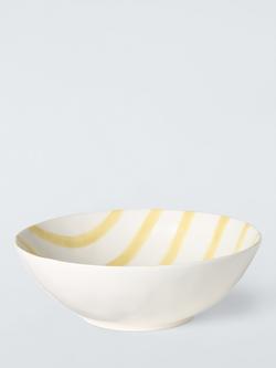 John Lewis Hand Painted Stripe Stoneware Bowl, 17.8cm, Light Yellow, Light Yellow
