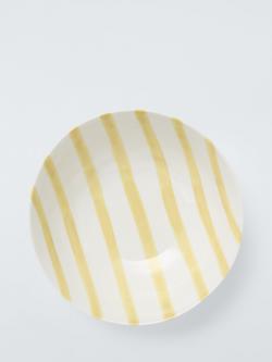 John Lewis Hand Painted Stripe Stoneware Bowl, 17.8cm, Light Yellow - view 2, Light Yellow