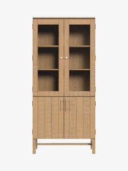 Laura Ashley Braystone 4 Door Glazed Cabinet, Washed Oak - view 2, Washed Oak