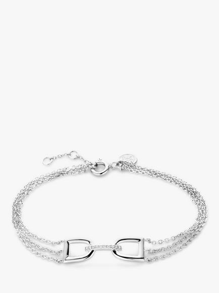 DPT Antwerp Triple Chain Double Arch Bracelet, White Gold, White Gold