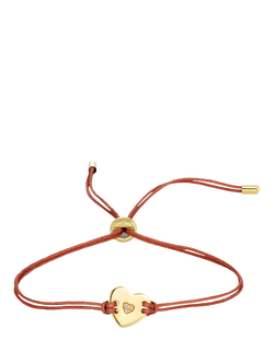 DPT Antwerp Heart Cord Bracelet, Gold/Coral Red, Gold/Coral Red