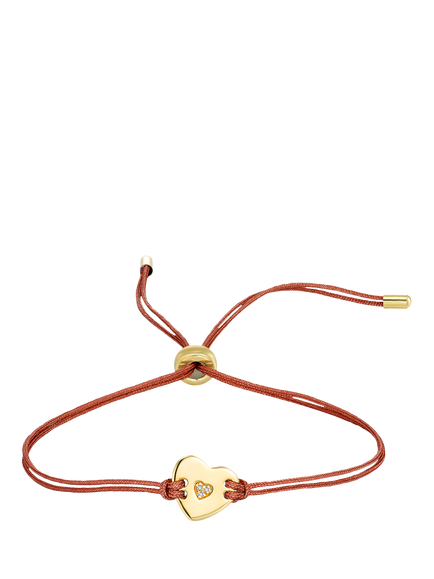 DPT Antwerp Heart Cord Bracelet, Gold/Coral Red, Gold/Coral Red