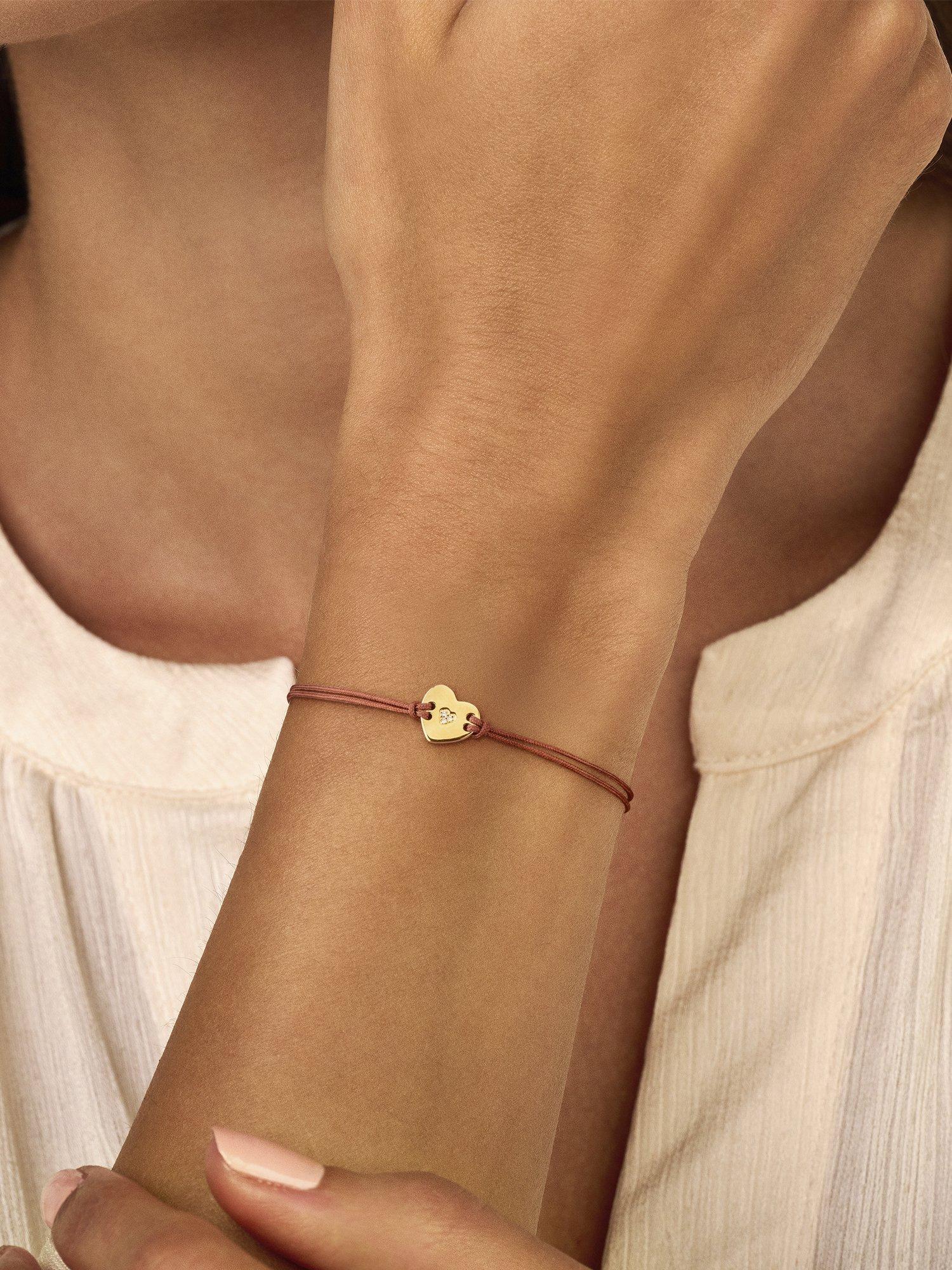 Product image 2 of 4, which shows DPT Antwerp Heart Cord Bracelet, Gold/Coral Red