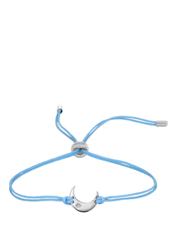 DPT Antwerp Crescent Moon Cord Bracelet, Silver/Blue, Silver/Blue